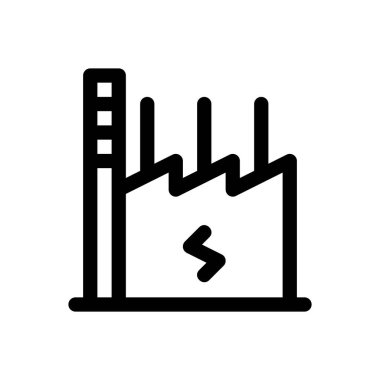 Elektrik fabrikası ikonu. Beyaz Arkaplanda İnce Doğrusal Tasarım