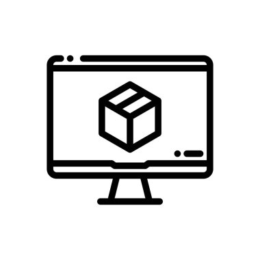 ekommerce simgesi. Beyaz Arkaplanda İnce Doğrusal Tasarım