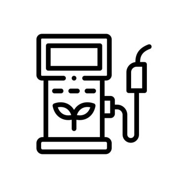 Eko yakıt ikonu. Beyaz Arkaplanda İnce Doğrusal Tasarım