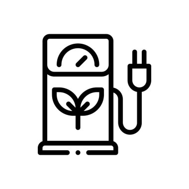 Eko yakıt ikonu. Beyaz Arkaplanda İnce Doğrusal Tasarım