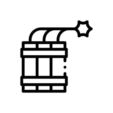 Dinamit simgesi. Beyaz Arkaplanda İnce Doğrusal Tasarım