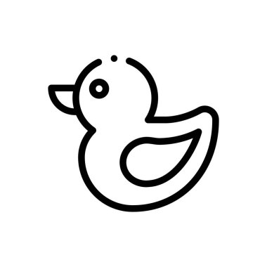 Ördek ikonu. Beyaz Arkaplanda İnce Doğrusal Tasarım