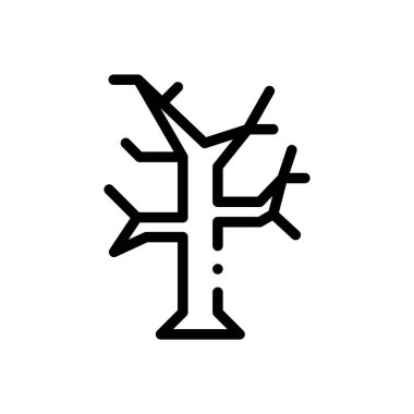 kuru ağaç simgesi. Beyaz Arkaplanda İnce Doğrusal Tasarım