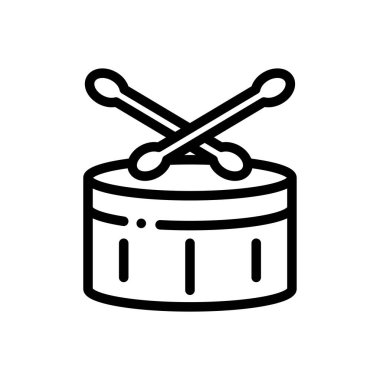 davul ikonu. Beyaz Arkaplanda İnce Doğrusal Tasarım