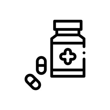 Uyuşturucu ikonu. Beyaz Arkaplanda İnce Doğrusal Tasarım