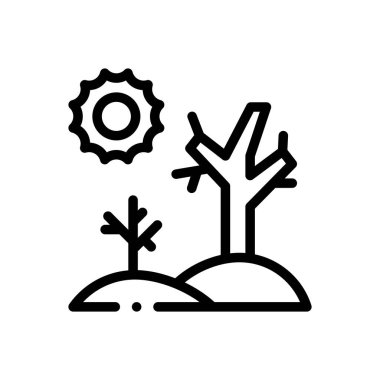 Kuraklık ikonu. Beyaz Arkaplanda İnce Doğrusal Tasarım