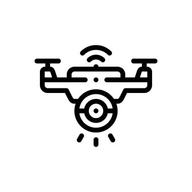 İHA simgesi. Beyaz Arkaplanda İnce Doğrusal Tasarım