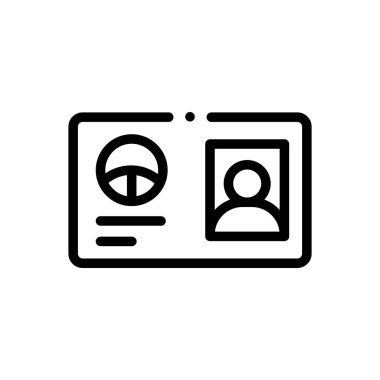 Ehliyet ikonu. Beyaz Arkaplanda İnce Doğrusal Tasarım