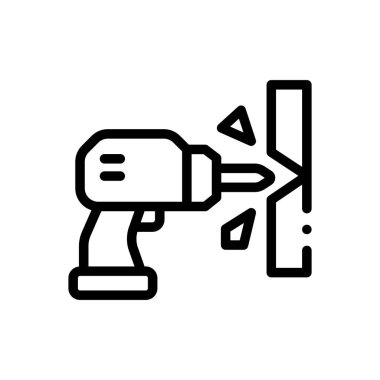 matkap simgesi. Beyaz Arkaplanda İnce Doğrusal Tasarım