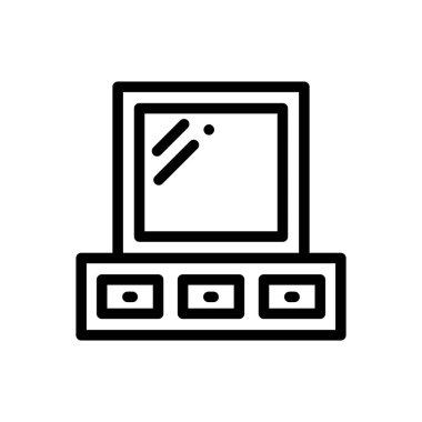 Tuvalet masası ikonu. Beyaz Arkaplanda İnce Doğrusal Tasarım