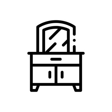 Tuvalet masası ikonu. Beyaz Arkaplanda İnce Doğrusal Tasarım