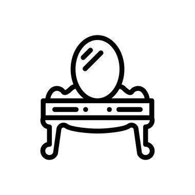 Tuvalet masası ikonu. Beyaz Arkaplanda İnce Doğrusal Tasarım