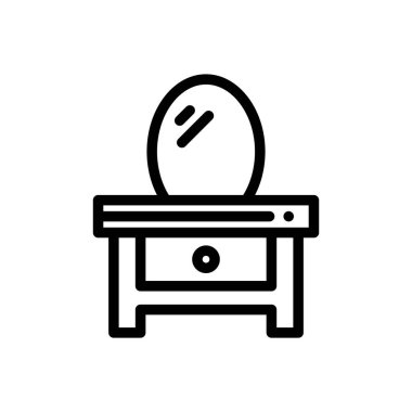 Tuvalet masası ikonu. Beyaz Arkaplanda İnce Doğrusal Tasarım