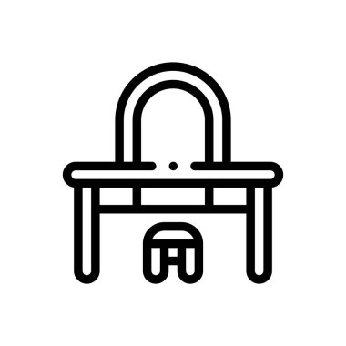 Şifonyer simgesi. Beyaz Arkaplanda İnce Doğrusal Tasarım