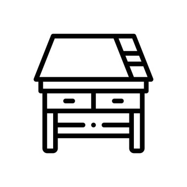 Çizim masası simgesi. Beyaz Arkaplanda İnce Doğrusal Tasarım