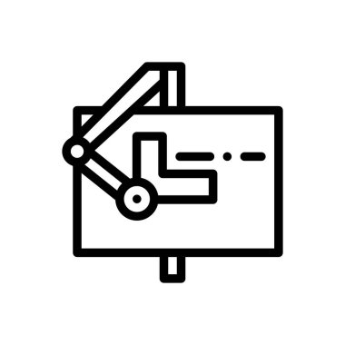 Taslak simgesi. Beyaz Arkaplanda İnce Doğrusal Tasarım