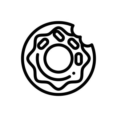 Çörek ikonu. Beyaz Arkaplanda İnce Doğrusal Tasarım