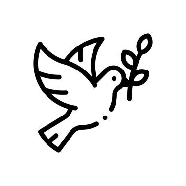 Güvercin ikonu. Beyaz Arkaplanda İnce Doğrusal Tasarım