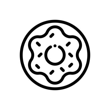 Çörek ikonu. Beyaz Arkaplanda İnce Doğrusal Tasarım