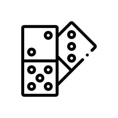 Domino ikonu. Beyaz Arkaplanda İnce Doğrusal Tasarım