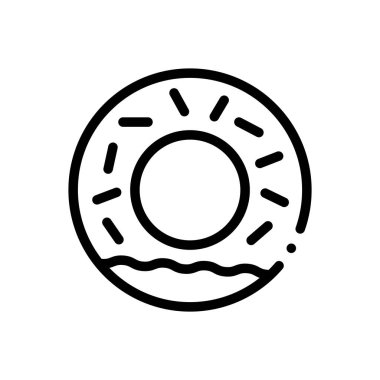 Çörek ikonu. Beyaz Arkaplanda İnce Doğrusal Tasarım