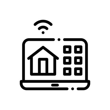 domotik simge. Beyaz Arkaplanda İnce Doğrusal Tasarım