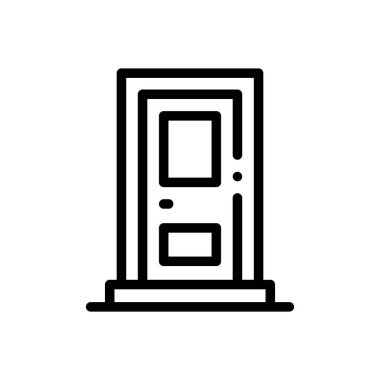 Kapı simgesi. Beyaz Arkaplanda İnce Doğrusal Tasarım