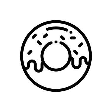 Çörek ikonu. Beyaz Arkaplanda İnce Doğrusal Tasarım