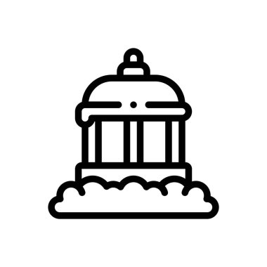 Kubbe ikonu. Beyaz Arkaplanda İnce Doğrusal Tasarım