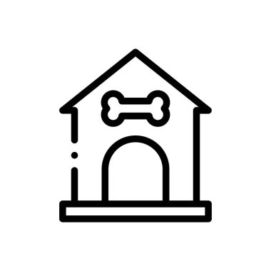 Köpek kulübesi ikonu. Beyaz Arkaplanda İnce Doğrusal Tasarım