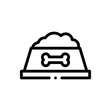 Köpek maması ikonu. Beyaz Arkaplanda İnce Doğrusal Tasarım