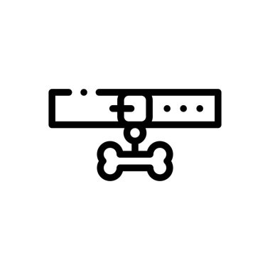 Köpek tasması ikonu. Beyaz Arkaplanda İnce Doğrusal Tasarım