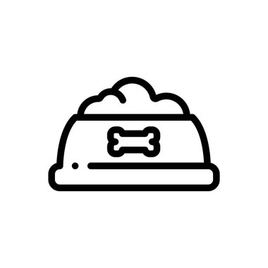 Köpek kasesi ikonu. Beyaz Arkaplanda İnce Doğrusal Tasarım