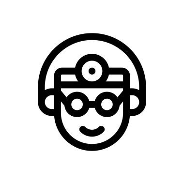 Doktor ikonu. Beyaz Arkaplanda İnce Doğrusal Tasarım