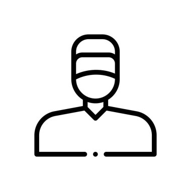 Doktor ikonu. Beyaz Arkaplanda İnce Doğrusal Tasarım