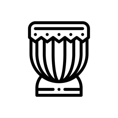 djembe simgesi. Beyaz Arkaplanda İnce Doğrusal Tasarım