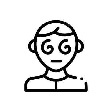 baş dönmesi ikonu. Beyaz Arkaplanda İnce Doğrusal Tasarım