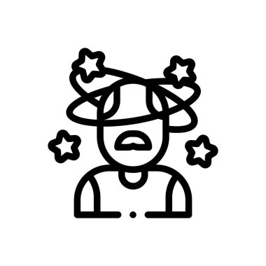 baş dönmesi ikonu. Beyaz Arkaplanda İnce Doğrusal Tasarım