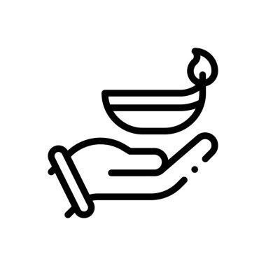 diwali ikonu. Beyaz Arkaplanda İnce Doğrusal Tasarım