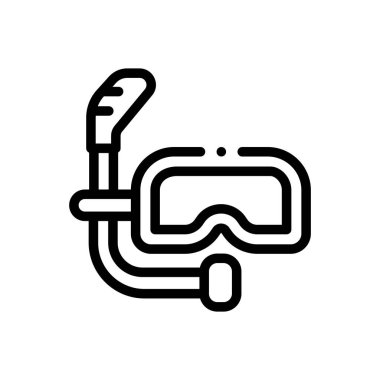 Dalış gözlüğü ikonu. Beyaz Arkaplanda İnce Doğrusal Tasarım