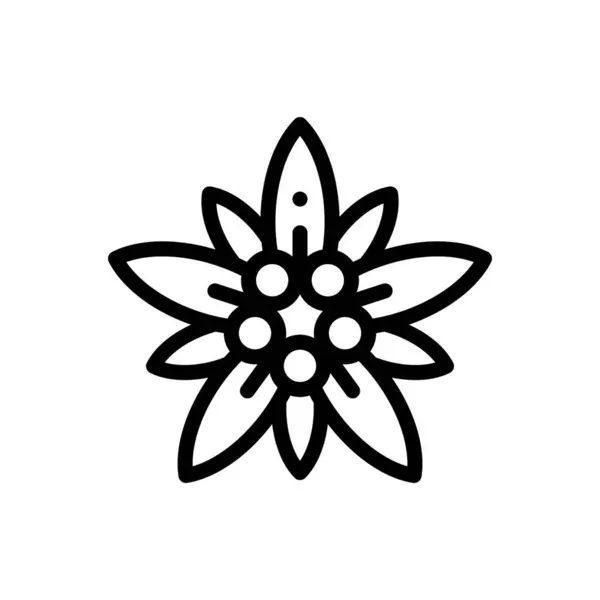 edelweiss simgesi. Beyaz Arkaplanda İnce Doğrusal Tasarım