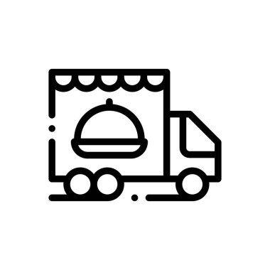 Yemek teslimatı ikonu. Beyaz Arkaplanda İnce Doğrusal Tasarım