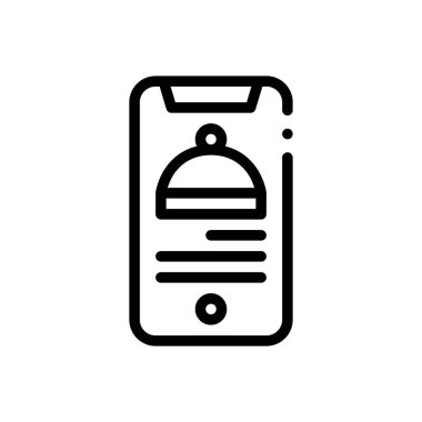 Yemek uygulaması simgesi. Beyaz Arkaplanda İnce Doğrusal Tasarım