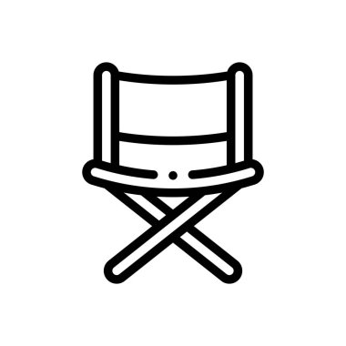 Katlanan sandalye ikonu. Beyaz Arkaplanda İnce Doğrusal Tasarım