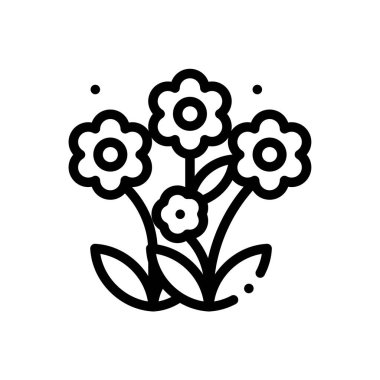 Çiçek ikonu. Beyaz Arkaplanda İnce Doğrusal Tasarım