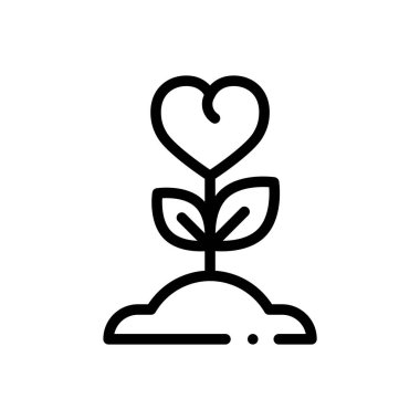 Çiçek ikonu. Beyaz Arkaplanda İnce Doğrusal Tasarım