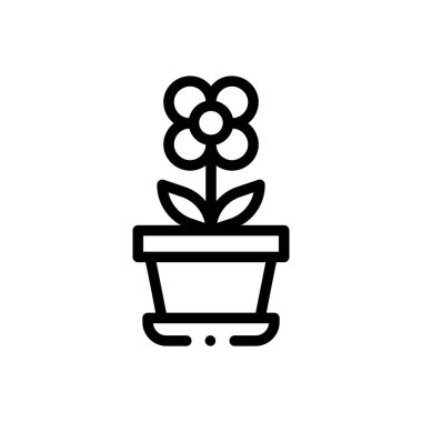 Çiçek ikonu. Beyaz Arkaplanda İnce Doğrusal Tasarım