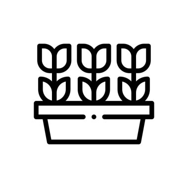 saksı ikonu. Beyaz Arkaplanda İnce Doğrusal Tasarım