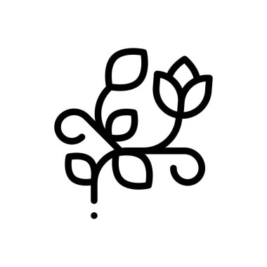 Çiçek tasarım ikonu. Beyaz Arkaplanda İnce Doğrusal Tasarım