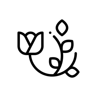 Çiçek tasarım ikonu. Beyaz Arkaplanda İnce Doğrusal Tasarım